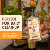 Aunt Fannie's Granite and Stone Cleaner, Plant Based Daily Countertop Spray for Granite, Stone, Marble, Soapstone, Quartz, Slate, Laminate, and other