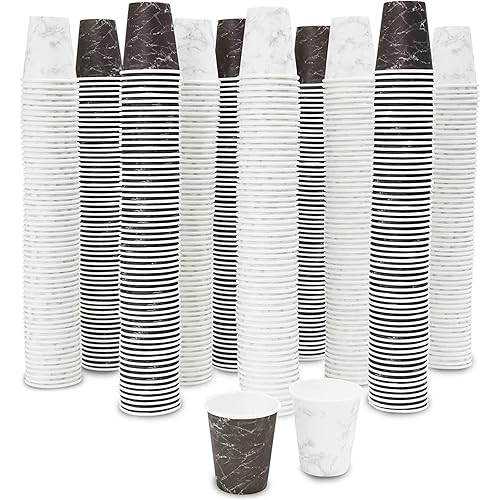 Juvale Marble Bathroom Cups - Leak-Resistant Mouthwash Cup - Compact 3 Fl Oz Coffee & Espresso Mug - Disposable Paper Drinkware - Pack of 600, Black
