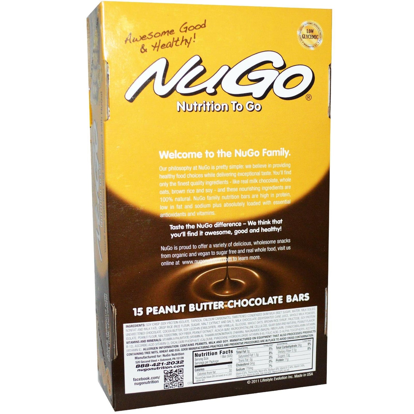 NuGo Nutrition NuGo Nutrition To Go Peanut Butter Chocolate -- 11 g - 15 Bars