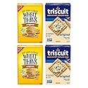 Triscuit Original Whole Grain Wheat Vegan Crackers and Wheat Thins Original Whole Grain Wheat Snacks Variety Pack, Bulk Snacks, 4 Boxes