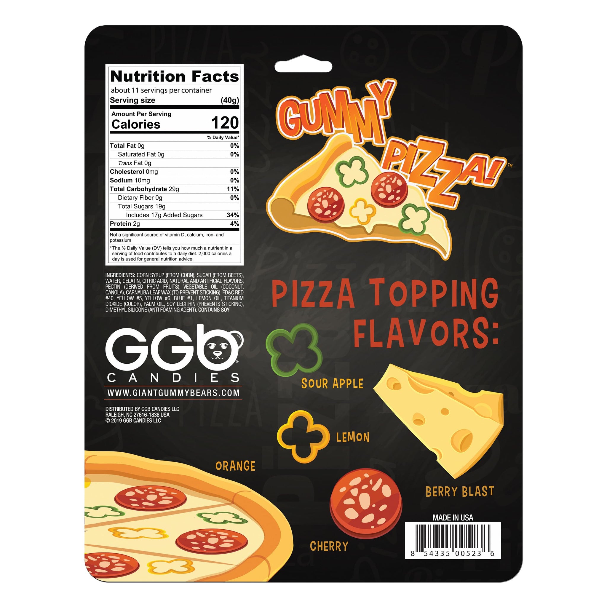 Giant Gummy Pizza - Five Fruity Flavors, Offered in Two Classic Styles for Ultimate Enjoyment, Directly from GGB Candies' Culinary Creations! (Round