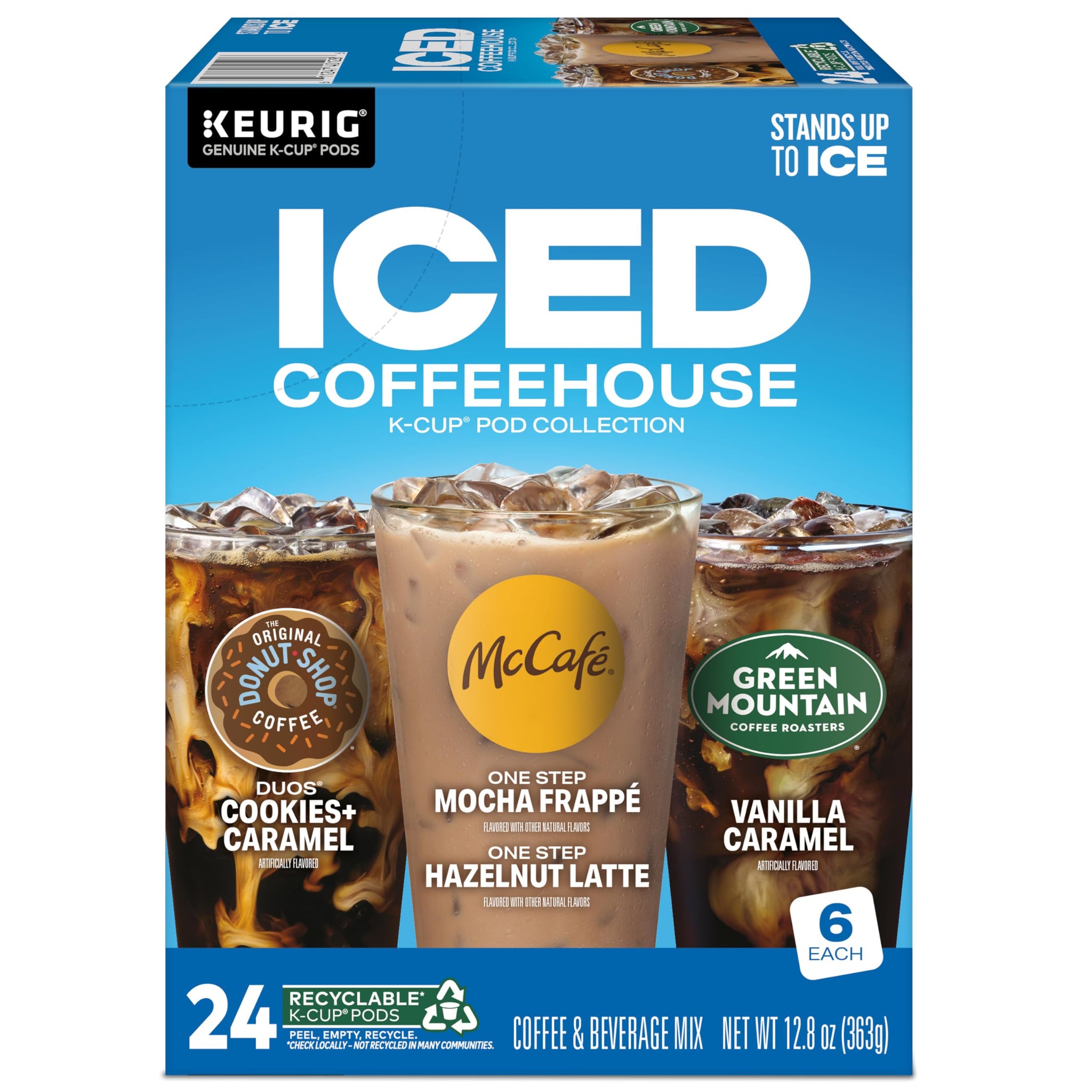 The Original Donut Shop® K-Cup Iced Duos Cookies and Caramel Coffee - Compatible with Keurig Brewer - Medium - 24 / Box