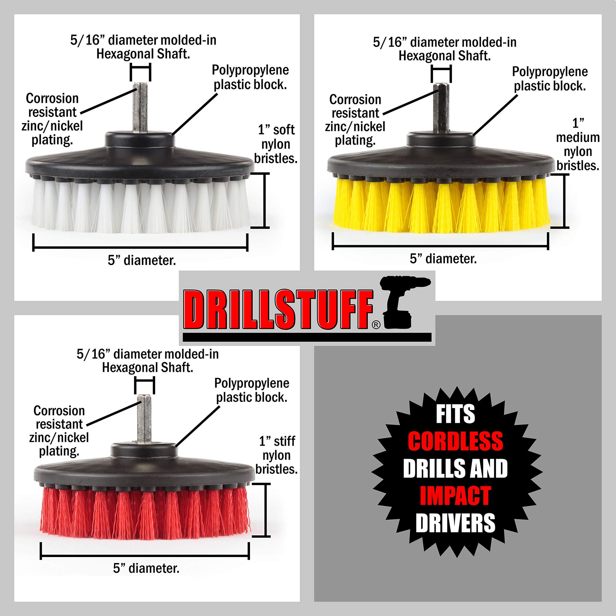 Cleaning Supplies - Drill Brush - Leather Cleaner - Shower Door - Upholstery - Carpet - Bathroom Accessories - Shower Cleaner - Bathtub - Tile