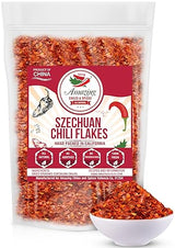 Sichuan Chili Flakes, 8 oz - Traditional Red Pepper Spices and Szechuan Seasoning for Thai, Korean, Mexican, and Asian Dishes, Authentic Medium Hot
