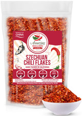 Sichuan Chili Flakes, 8 oz - Traditional Red Pepper Spices and Szechuan Seasoning for Thai, Korean, Mexican, and Asian Dishes, Authentic Medium Hot