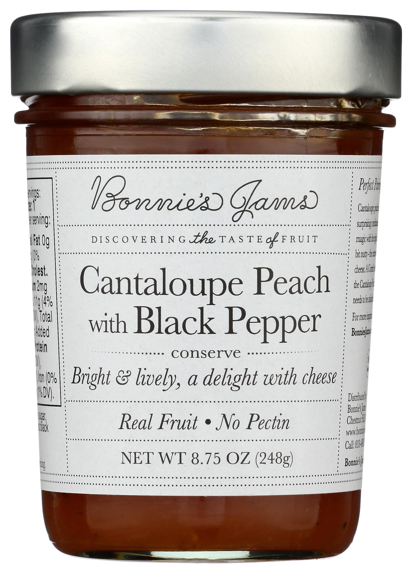 Bonnies Jams Cantaloupe Peach with Black Pepper Jam, 8.75 OZ