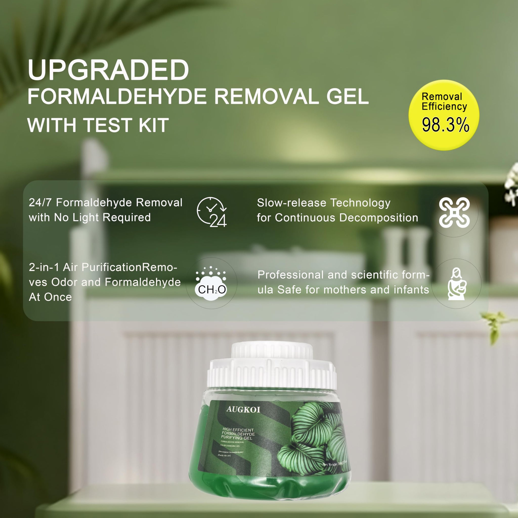 AUGKOI Formaldehyde Removal Gel, Strong Odor Eliminator, More Effective than Activated Charcoal, Room Deodorizer, Multi-purpose Air Freshener