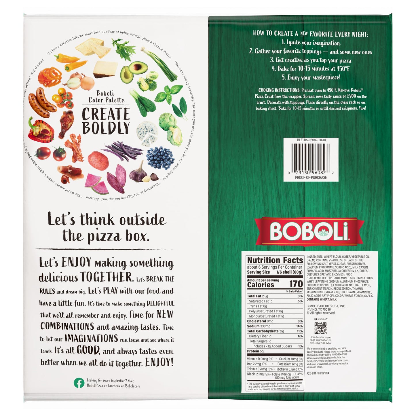 Boboli 12" Original Pizza Crust, Ready-made Plain Cooked Pizza Dough, 12.6 oz Bag