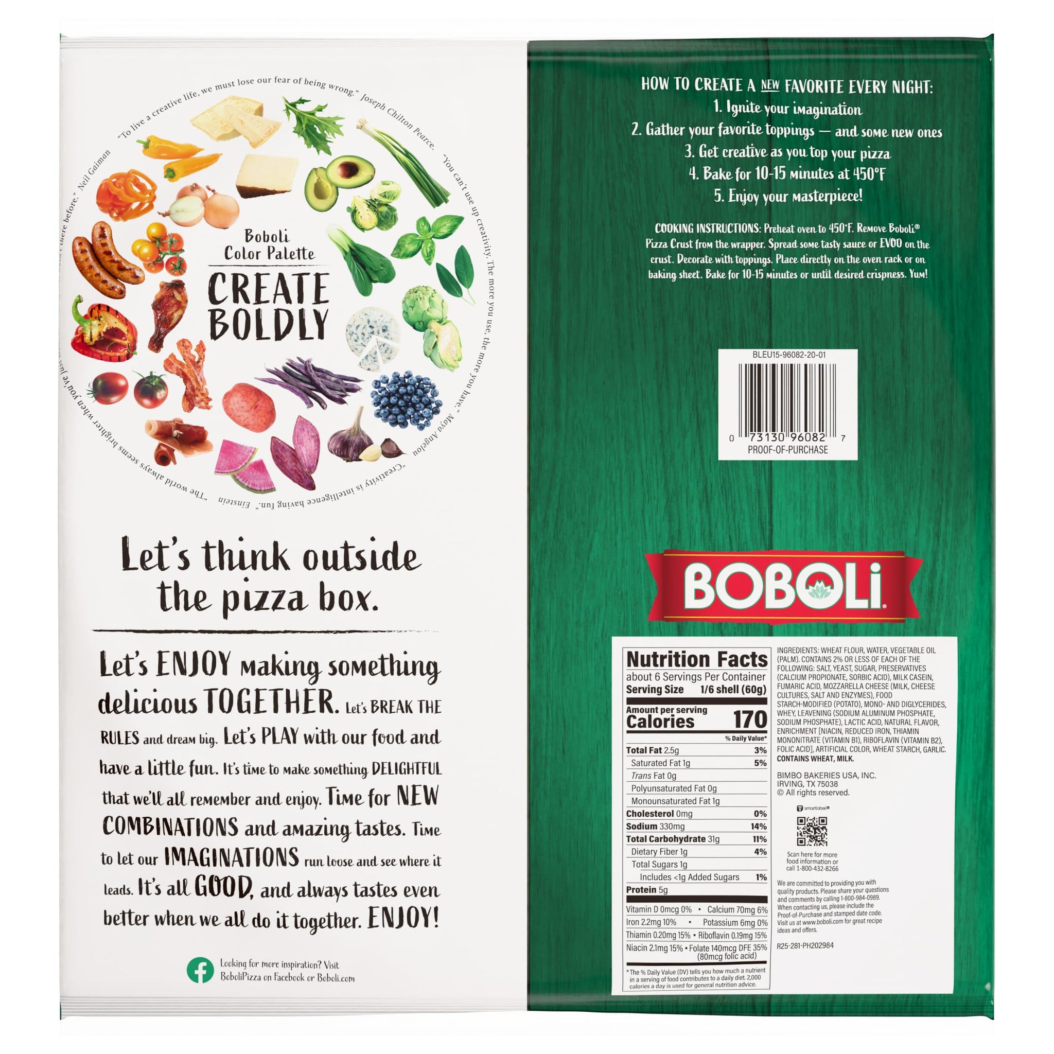 Boboli 12" Original Pizza Crust, Ready-made Plain Cooked Pizza Dough, 12.6 oz Bag