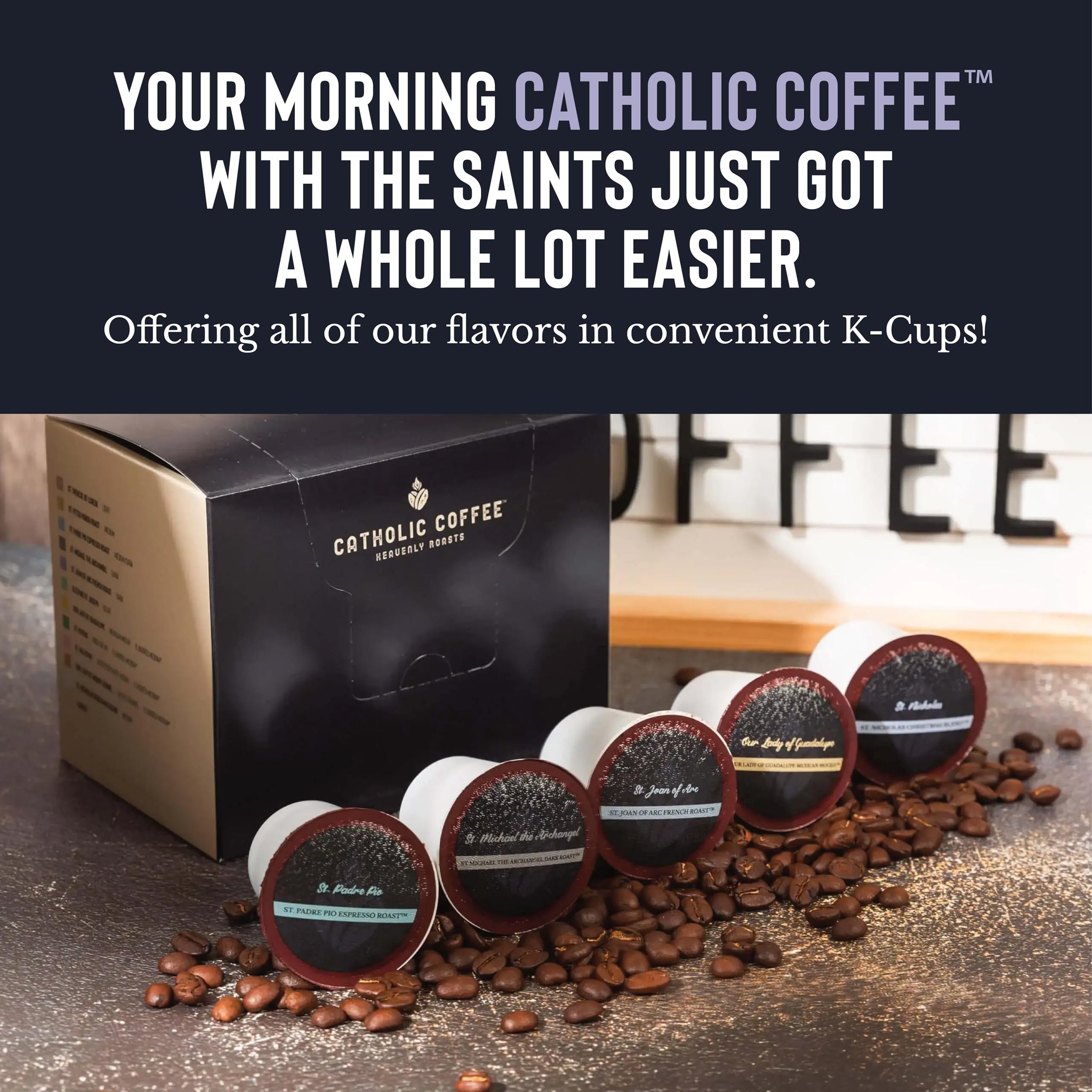 Catholic Coffee Pods - All Saints Variety Pack | Light, Medium, Dark Roasts | 12 Pack, Single Serve Coffee Pods