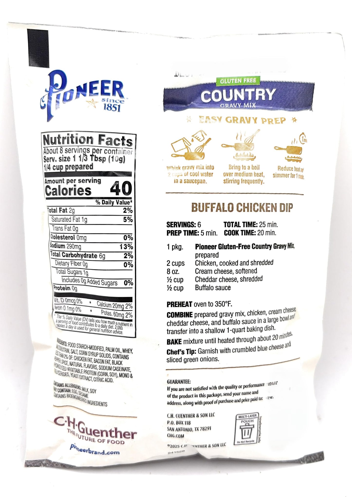 Pioneer Brand Gravy Mix Packets - Makes 2 Cups (Pack of 12) (Gluten Free Country)