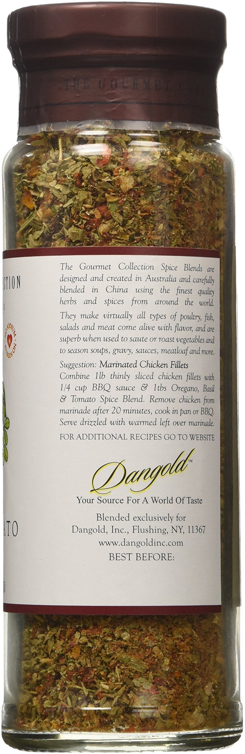 The Gourmet Collection Spice & Seasoning Blend Oregano Basil & Tomato Spice Blend Greek, Mediterranean, Italian Herb Seasoning Salt Free 156 Servings.
