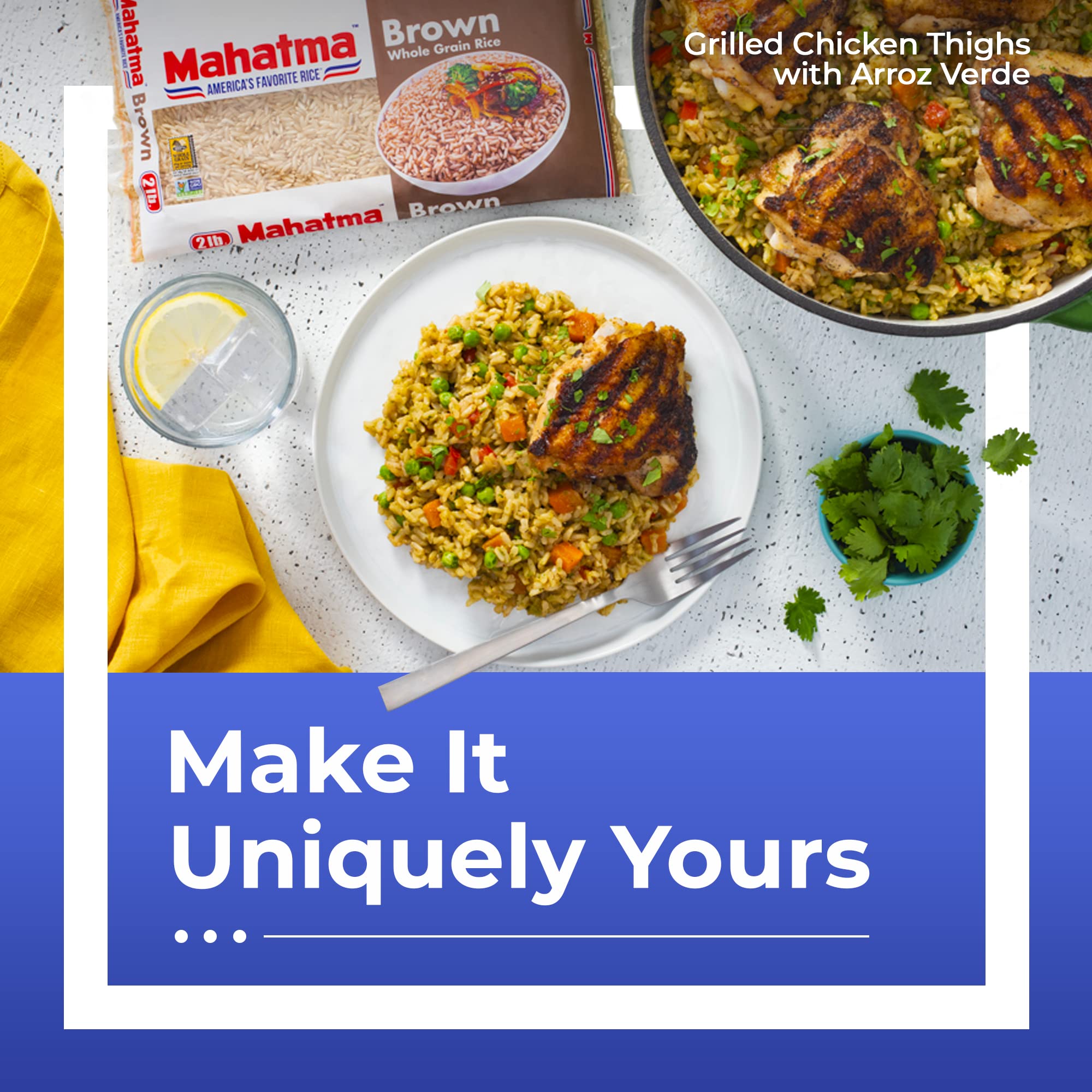 Mahatma Whole-Grain Brown Rice, 2lb Bag of Rice, Stovetop or Microwave Rice