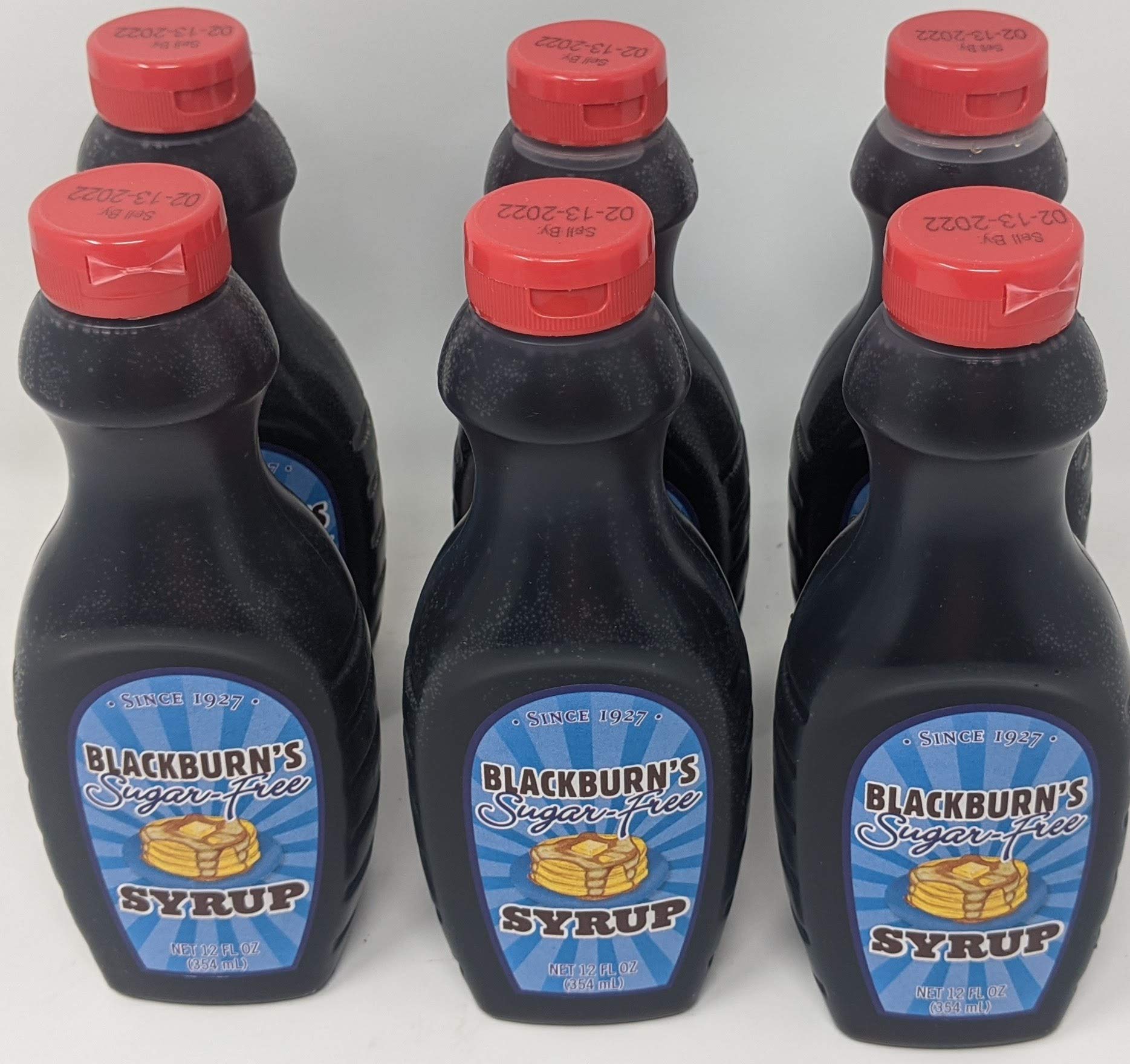 Blackburns Sugar Free Pancake Syrup - 6 x 12 Oz Bottles Bundled with a JFS Recipe Card
