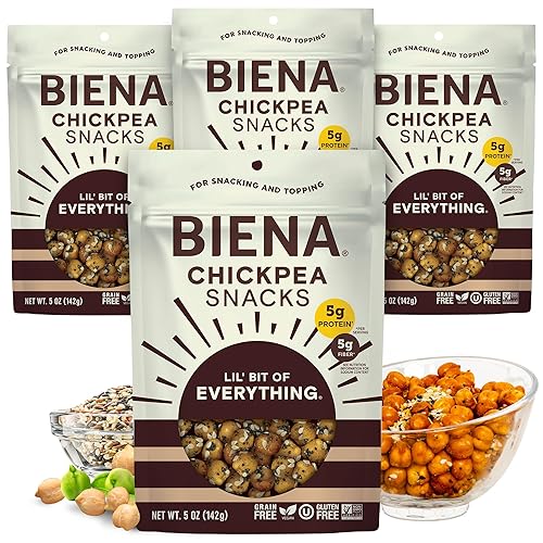 Biena Crispy Roasted Chickpea Snacks, Lil’ Bit of Everything, High Protein Snacks, High Fiber Snacks, Gluten Free, Plant-Based, Non-GMO, Healthy