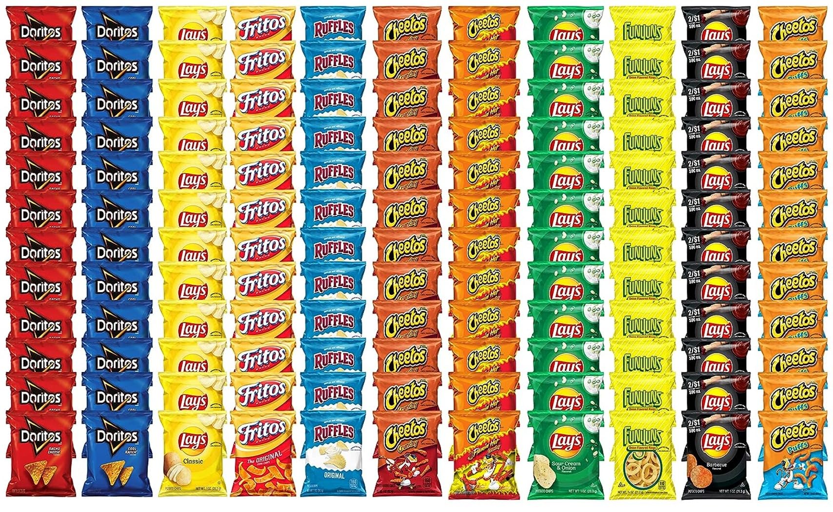 Ruthy's Outlet Potato Chips Flavor Mix Snacks Variety Pack Assortment Snack Variety care package Mega Size, 132 Count