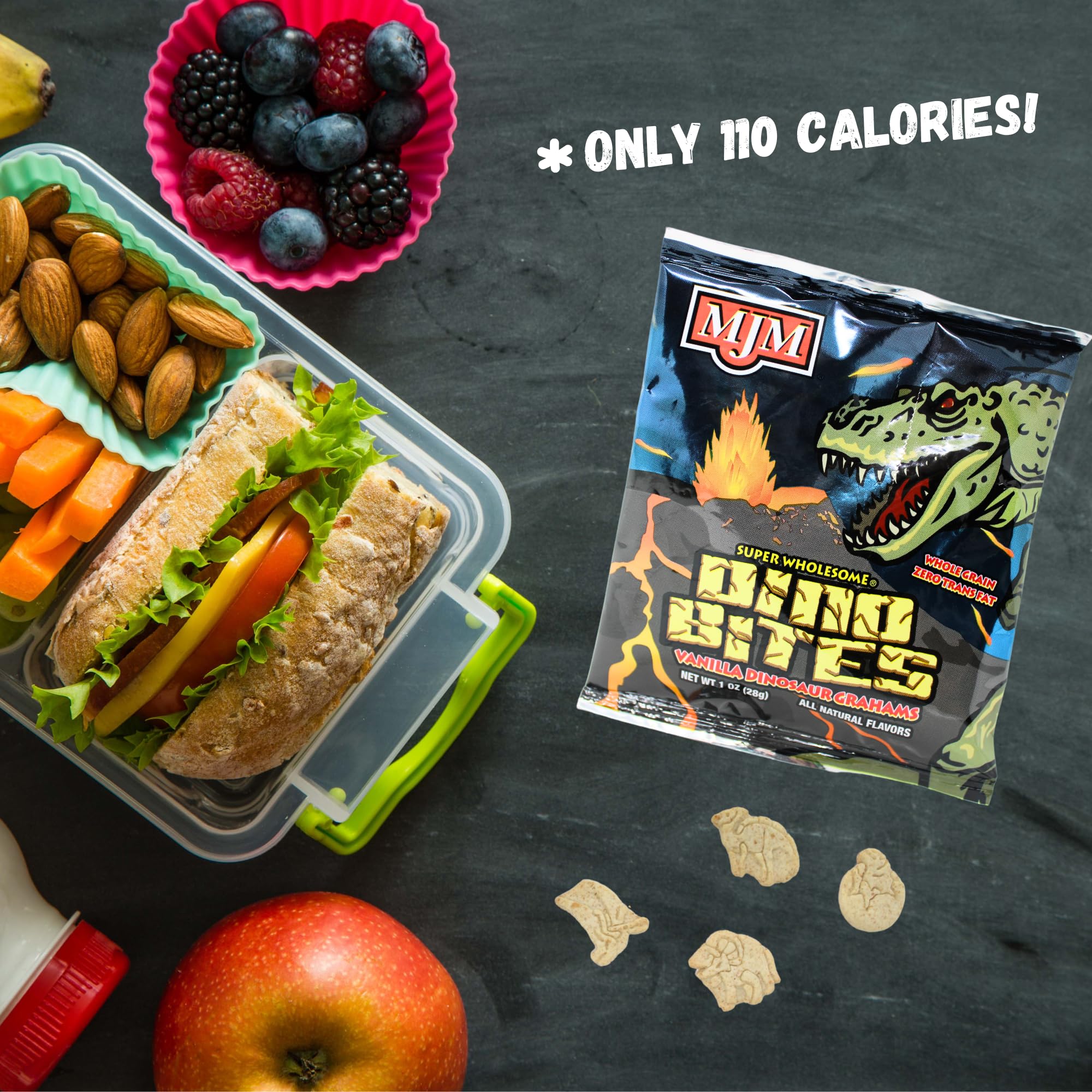 MJM Dino Bites Vanillas Grahams - Case of 25 Packs | Snack for Active Lifestyles | Wholesome Vanilla Flavor | Convenient and On-the-Go | Fuel Your