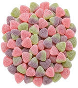 Vegan Sour Fruit Candy - 1 lb Bulk Assorted Watermelon Peach Cherry Sugar Sanded Gelatin Free Gummies. Made with Real Fruit Puree