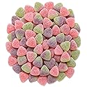 Vegan Sour Fruit Candy - 1 lb Bulk Assorted Watermelon Peach Cherry Sugar Sanded Gelatin Free Gummies. Made with Real Fruit Puree