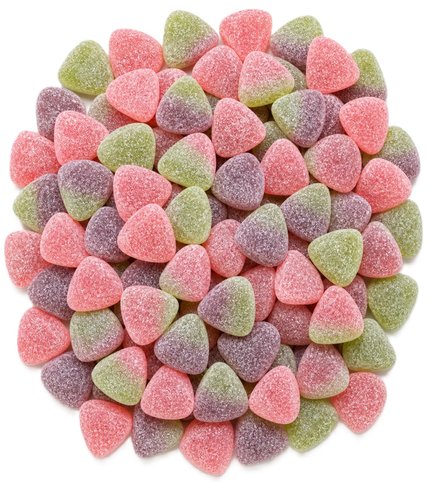 Vegan Sour Fruit Candy - 1 lb Bulk Assorted Watermelon Peach Cherry Sugar Sanded Gelatin Free Gummies. Made with Real Fruit Puree