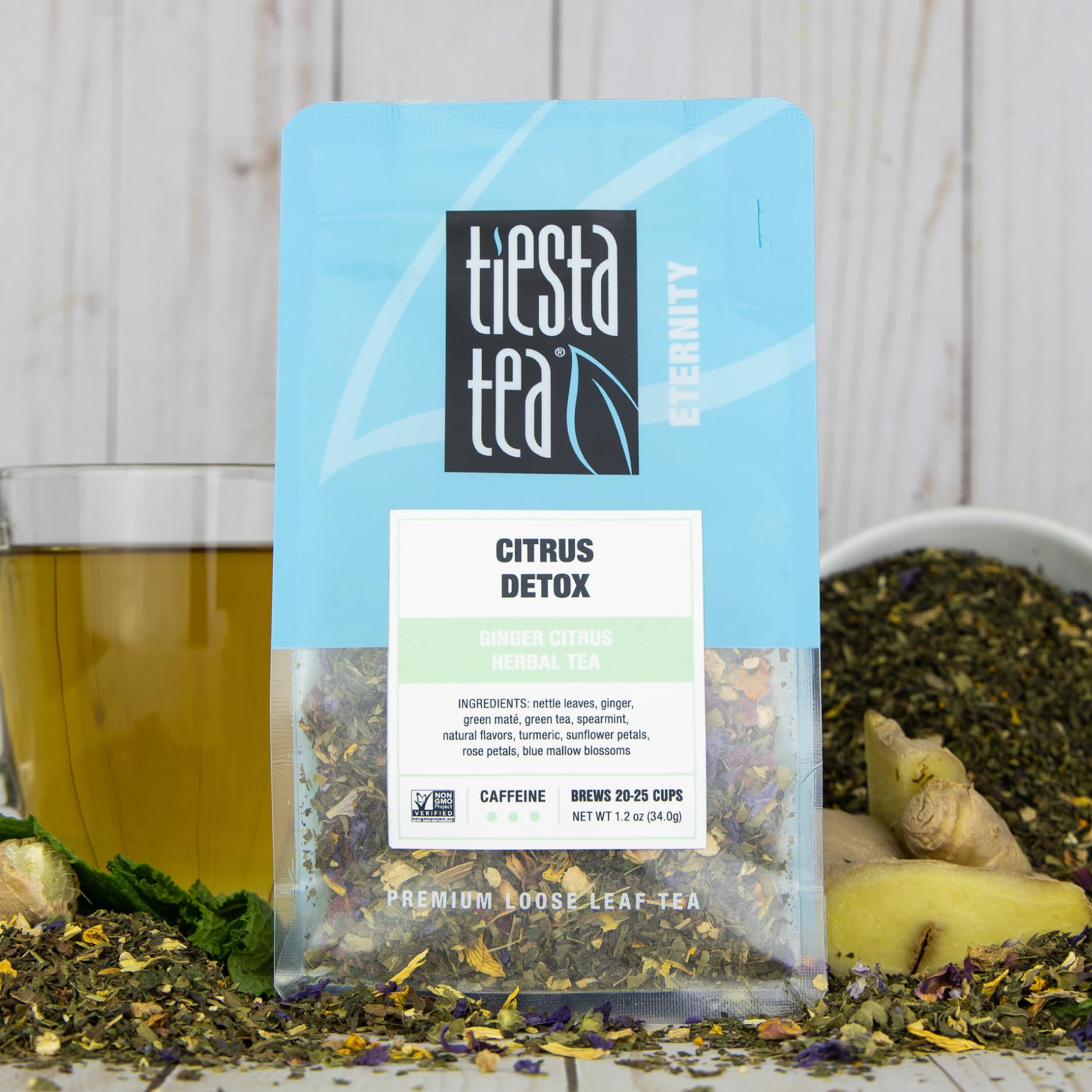 Tiesta Tea - Ginger Citrus Herbal Loose Leaf Tea, Lemon Ginger Tea with Mint and Chamomile, Caffeine-Free, Brew Hot or Iced, Makes Up to 25 Cups