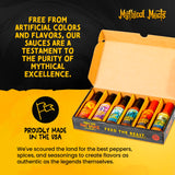 Mythical Meats Hot Sauce 6 Pack Gift Box - Small Batch Made with Natural Ingredients - Gluten Free, Non-GMO - (6) 5 OZ. Bottles