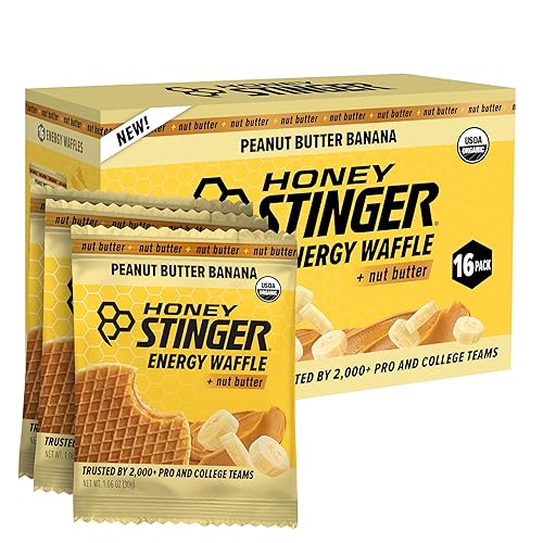 Honey Stinger Organic Peanut Butter Banana Waffle, Energy Stroopwafel for Exercise, Endurance & Performance, Sports Nutrition for Home & Gym, Pre