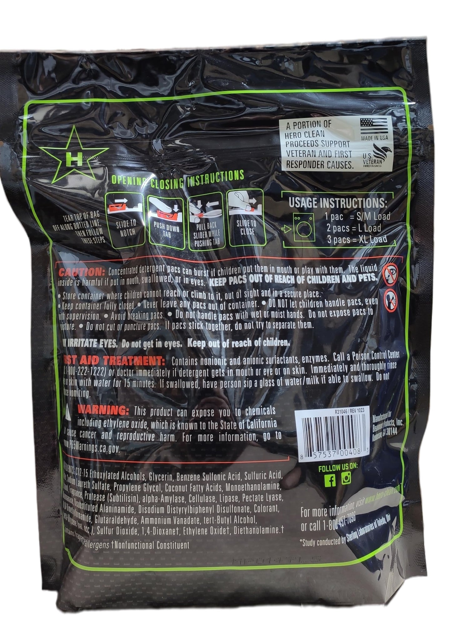 Hero Clean Laundry Detergent PACS, Scent 1, 45-Count
