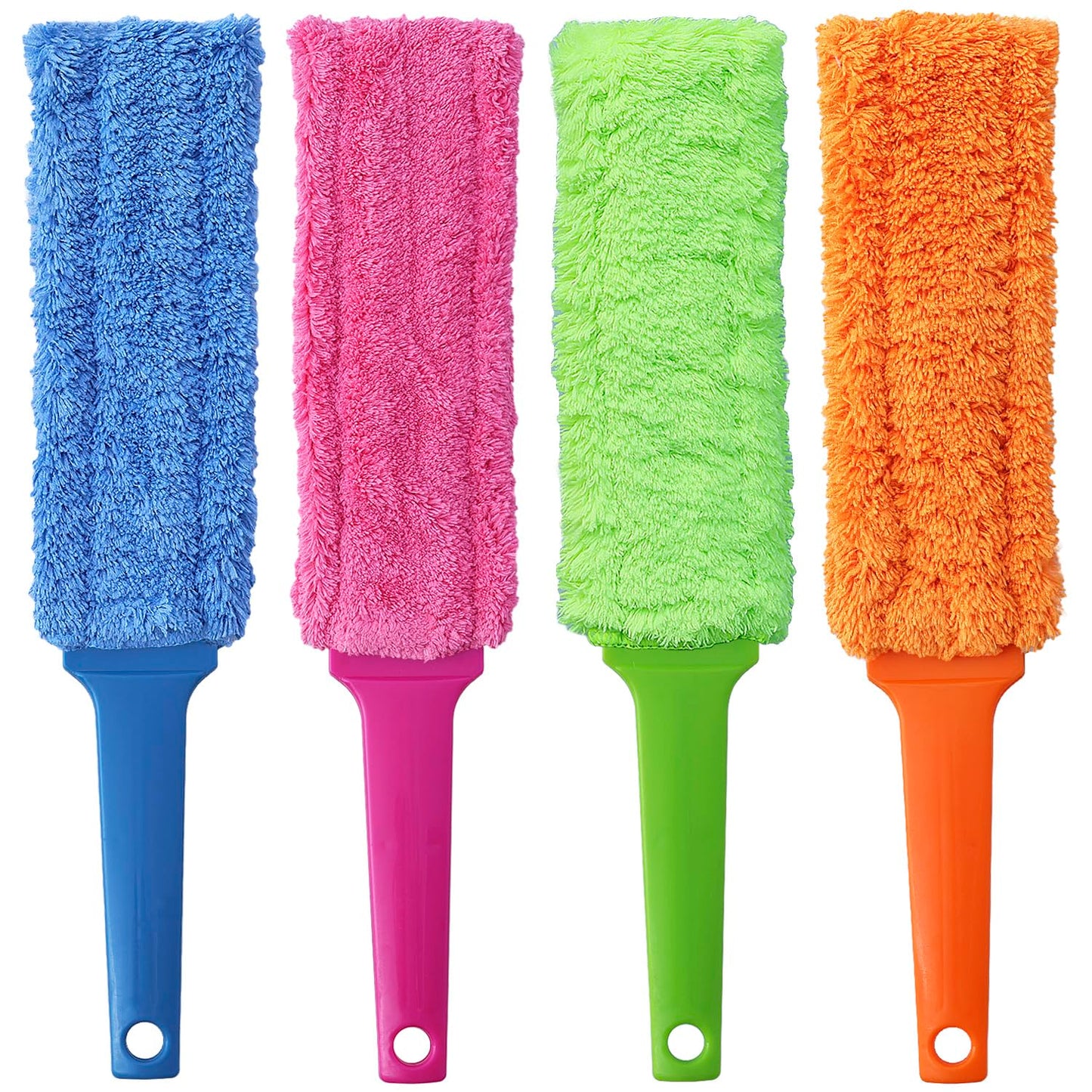 4 Pack 15 inch Reuseable Microfiber Feather Duster, Blind Duster, Gap Duster, Removable and Washable Head, Cleaning Tool for Window, Blind, Car, Wall