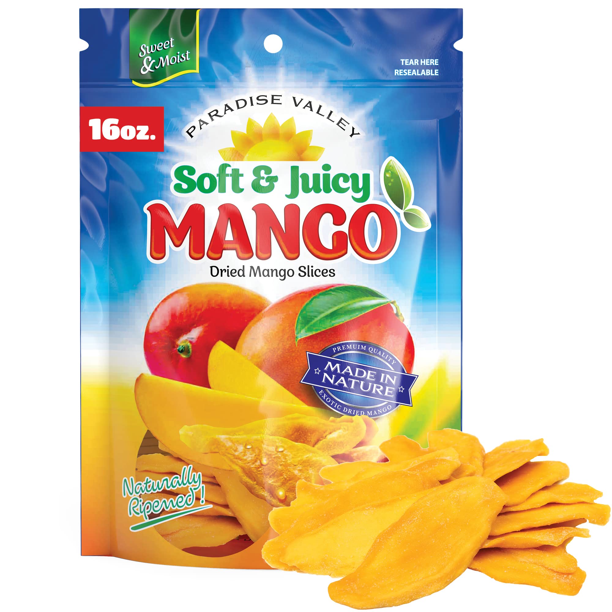 Dried Mango Slices - Delicious Texture Soft & Juicy Low Sugar Added Dried Mango - Naturally Ripened Mangos Dried Fruits - Gluten Free Dry Mangoes
