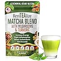 ReviTEAlize Matcha Mushroom Powder Latte Blend - Organic Japanese Ceremonial Grade Matcha Powder - Healthy Coffee Alternative - (30 Servings)