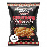 Pork King Good Strawberry Shortcake Pork Rinds (4 Pack), 3 oz Dessert Flavored Chicharrones, Low Carb and Gluten Free Snacks