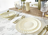OCCASIONS 50 Piece Disposable Plastic Plates Set for 25 Guests - Heavy Duty 10.25" Dinner & 7.5" Dessert Plates, Elegant Party Plates for Wedding