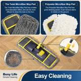 Yocada Dust Mop for Floor Cleaning with 2 Different Mop Pads (in Total) Wet & Dry for Hardwood Ceramic Marble Tile Laminate Home Kitchen 51in Long