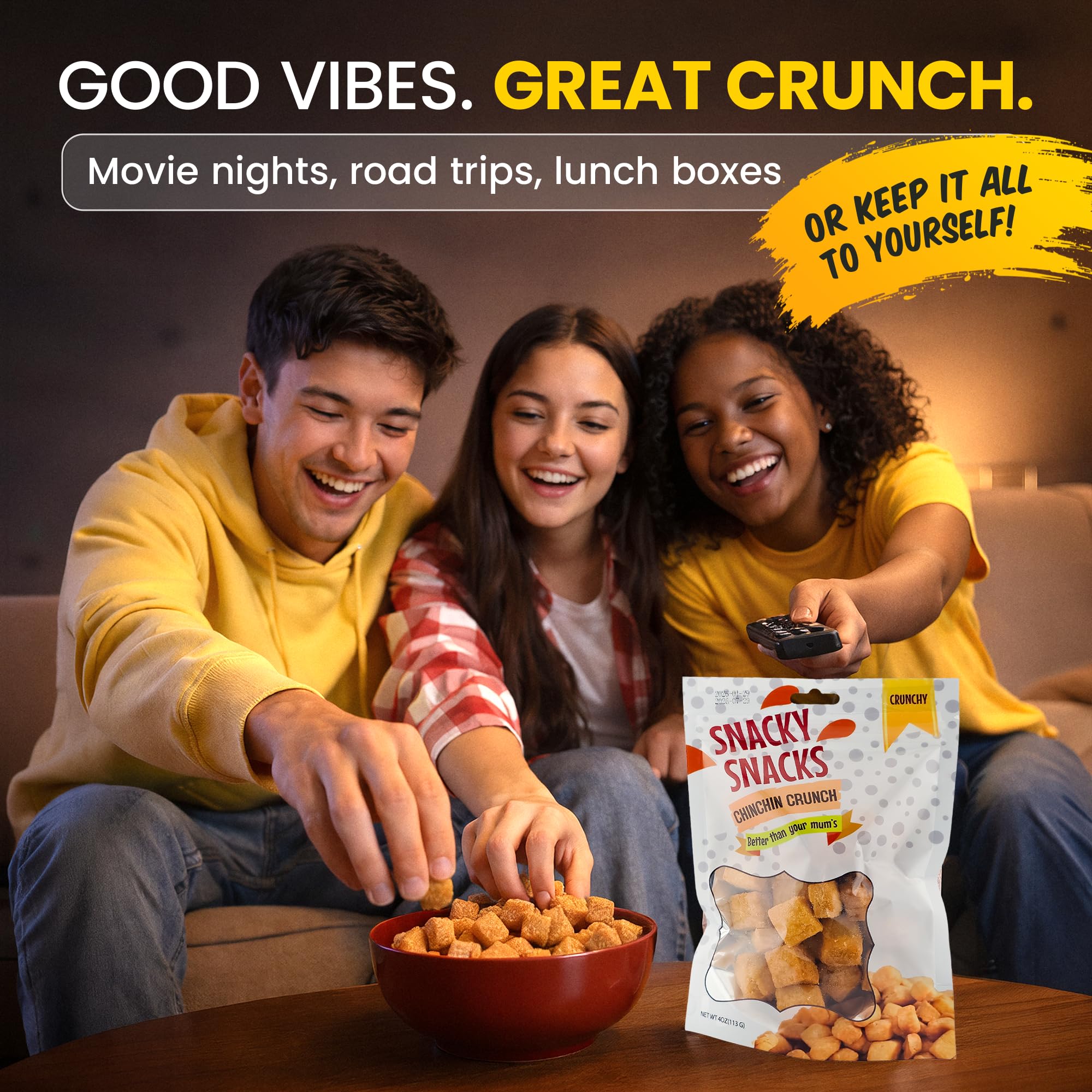 Chinchin Crunch, Savory Crunchy Mini Snacks for Adults - Bites, Crispy Traditional Crunchy Snacks Cubes For Parties, Movie Nights & Sharing (6 Pack
