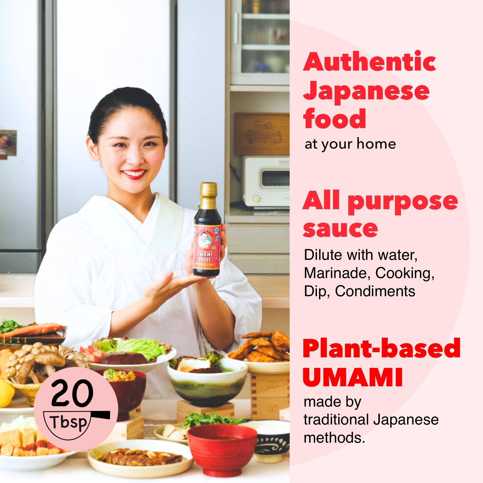 Kimono Mom UMAMI SAUCE, All purpose sauce, Authentic Japanese food, Plant-base, Vegan, Gluten-free, Non alcoholic, No added MSG, Umami seasoning, Made