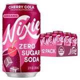 Nixie Organic Zero Sugar Soda, NEW Cherry Cola, Healthy Soda Pop, Non-GMO, 0 Sugar, 0 Calories, 40mg Caffeine, 12oz Cans (12 Pack)