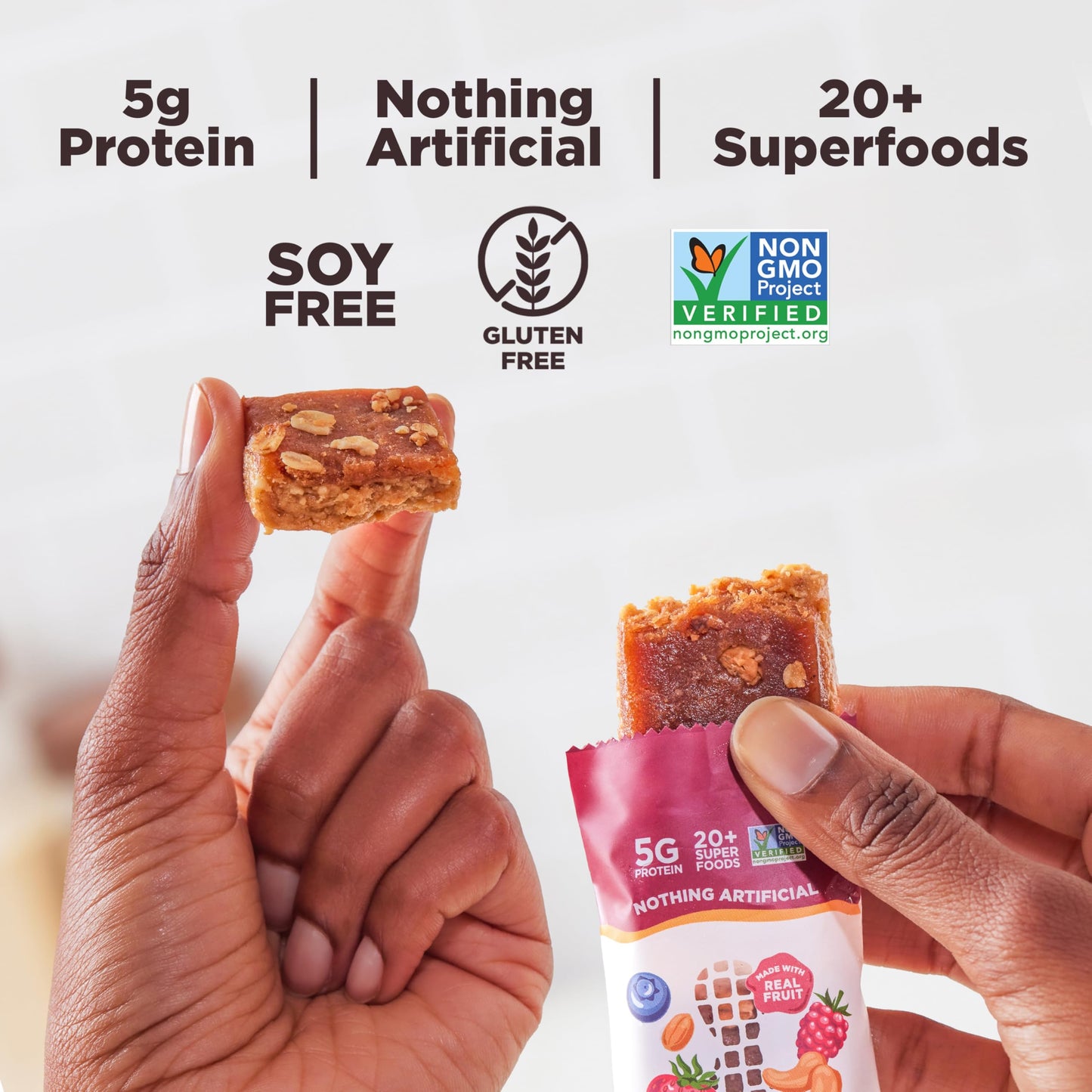 Perfect Bar Mini Protein Bars, PB&J, Gluten Free, Made with Organic Honey, Peanut Butter, Real Fruit, Cookie Dough Texture, Refrigerated, 18 Count