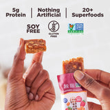 Perfect Bar Mini Protein Bars, PB&J, Gluten Free, Made with Organic Honey, Peanut Butter, Real Fruit, Cookie Dough Texture, Refrigerated, 18 Count