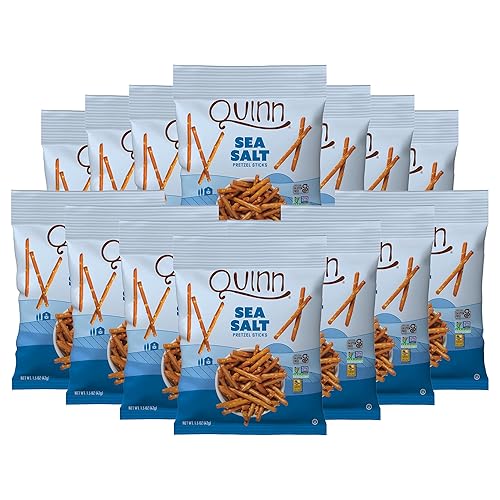 Quinn Gluten Free Sea Salt Pretzel Sticks - Whole Grain, Made with Real Ingredients, Whole Grain Sorghum, Sea Salt, Vegan, Gluten Free, Dairy Free