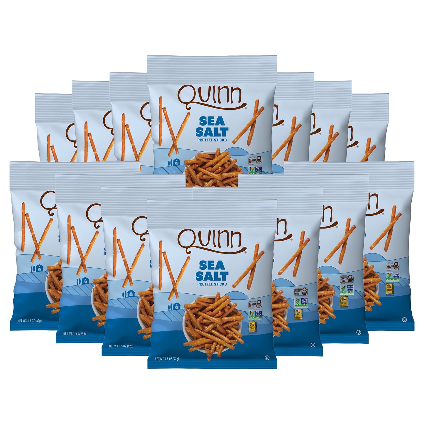 Quinn Gluten Free Sea Salt Pretzel Sticks - Whole Grain, Made with Real Ingredients, Whole Grain Sorghum, Sea Salt, Vegan, Gluten Free, Dairy Free