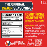 Ragin' Cajun Original Cajun Seasoning - 8 oz Shaker, Pack of 2, Low Sodium, No MSG - Authentic Louisiana Spice for Meats & Seafood