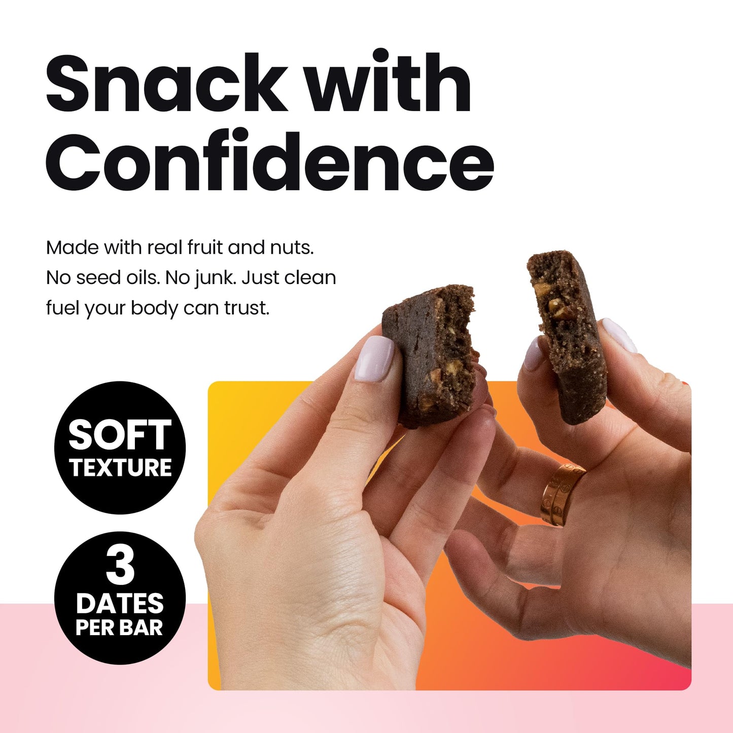 Bahamii Chocolate Almond Date and Energy Bars, Healthy Snacks and Breakfast Bars for Kids and Adults, No Sugar Added, Gluten Free, High Fiber, Vegan