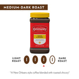 Community Coffee Coffee and Chicory Instant Coffee, Medium Dark Roast, 7 oz Jar (Pack of 4)