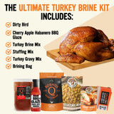 Kosmos Q Ultimate Turkey Brine Kit With Brine and Brining Bag, Dirty Bird Rub, Cherry Apple Habanero BBQ Glaze, Gravy and Stuffing Bags, & Recipe