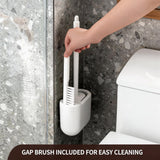 Wall-Mounted Toilet Brush Set with Crevice Tool - [TPR Flexible Head] for [Rim Jet & Crevice Cleaning] - [Draining Holder] for Bathroom, 0.55 lbs, 1.1