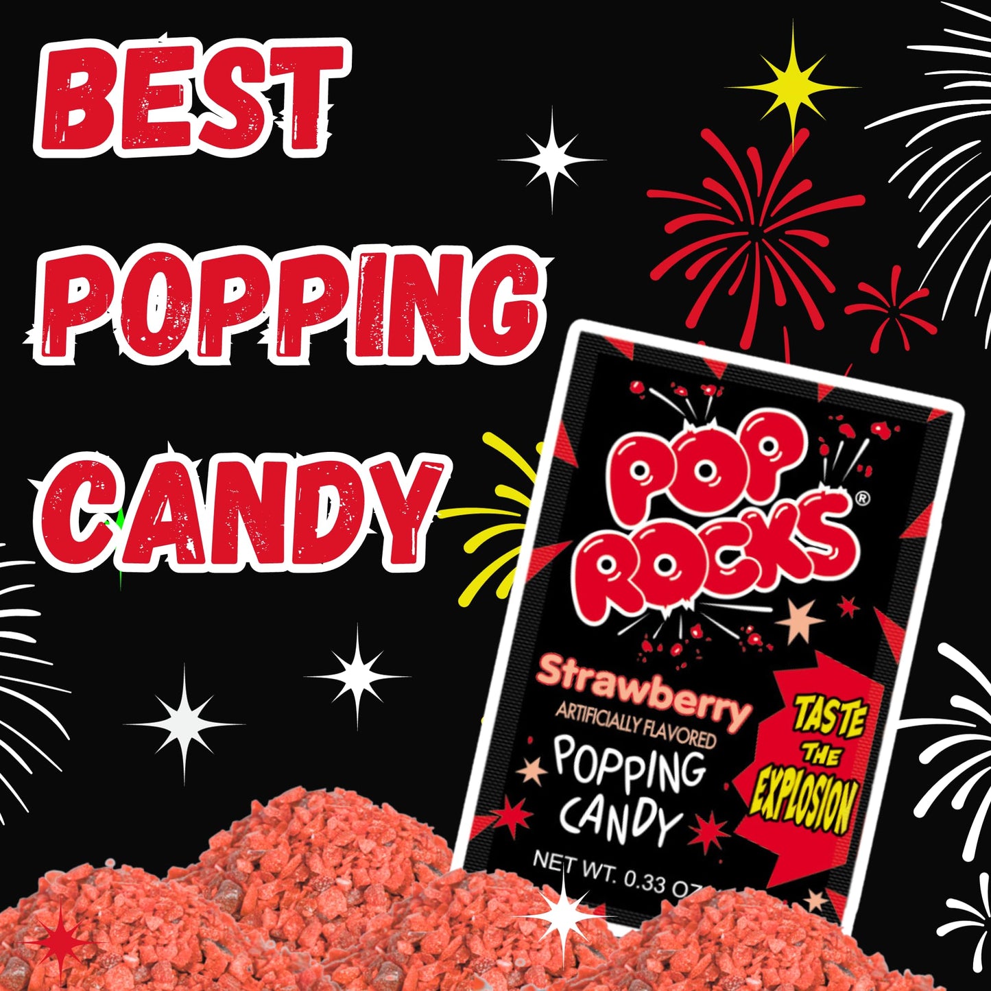 Pop Rocks Candy - Pop Rocks Bulk Pack by Gaudum (Strawberry, 1 Count (Pack of 9))