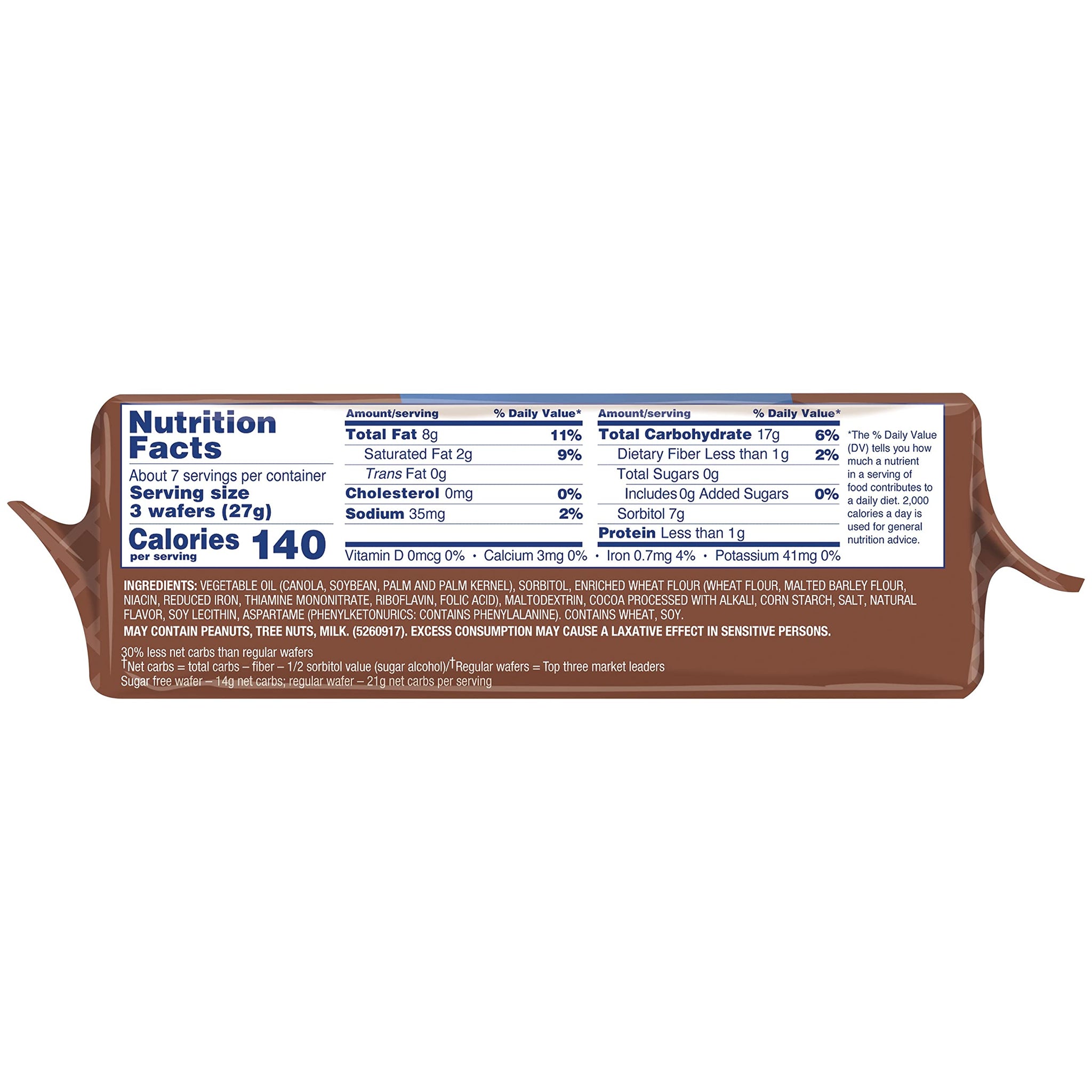 Voortman, Sugar Free Chocolate Wafer, 7.1 Ounce