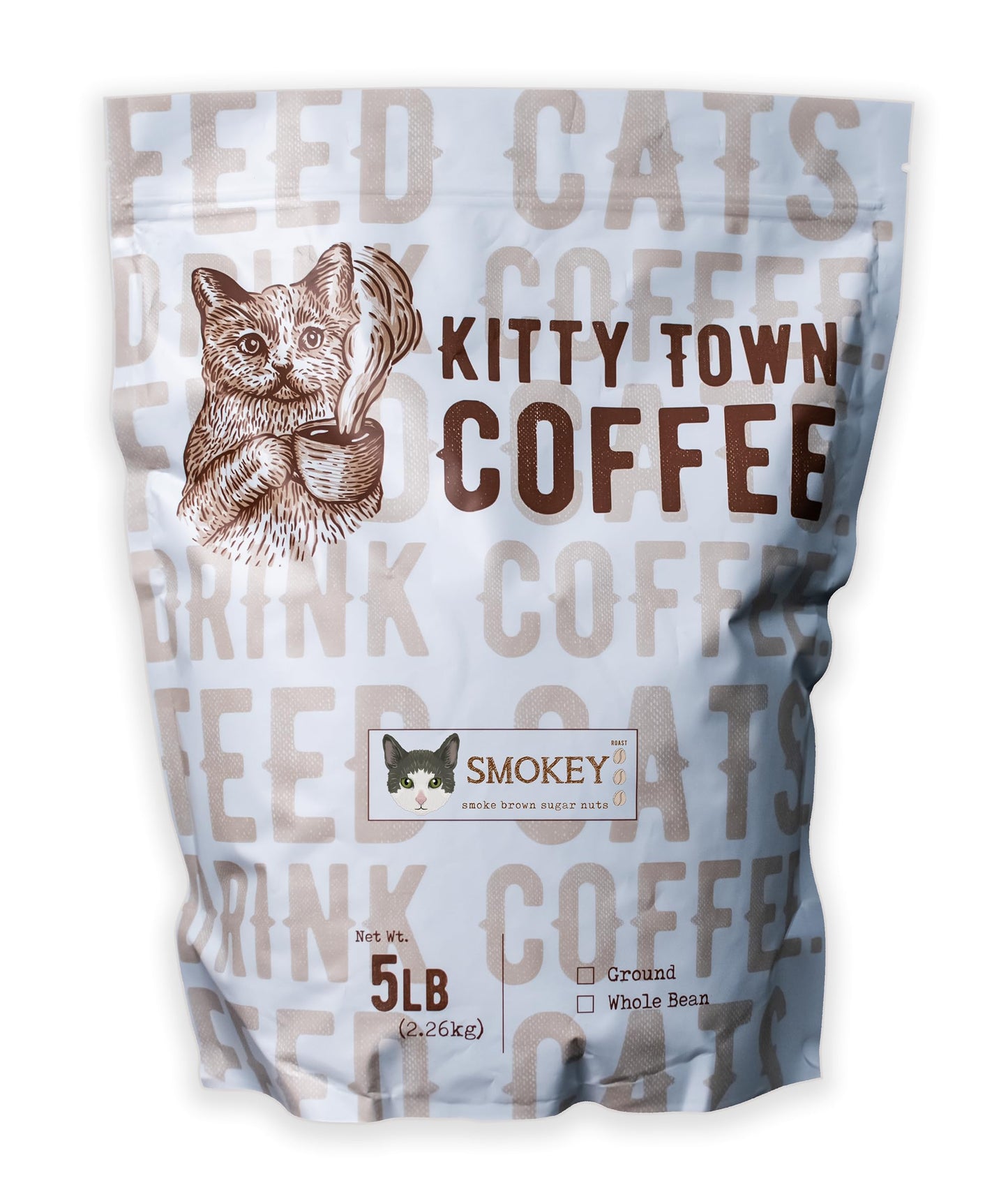 Kitty Town Coffee: The Albert Blend 2lb Whole Bean (Smokey, 5lb (80oz))