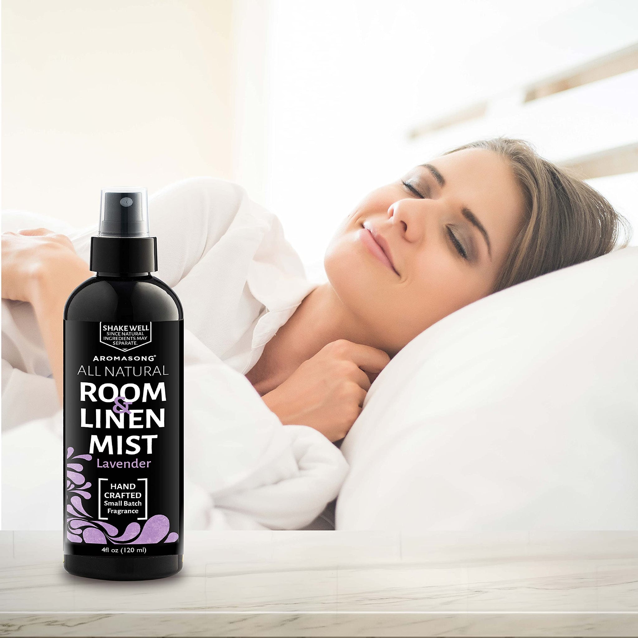 Aromasong All Natural Lavender Spray for sleep - Room & Linen Spray for Pillows and Sheets - Lavender Bed Spray Home Air Freshener & Deodorizer